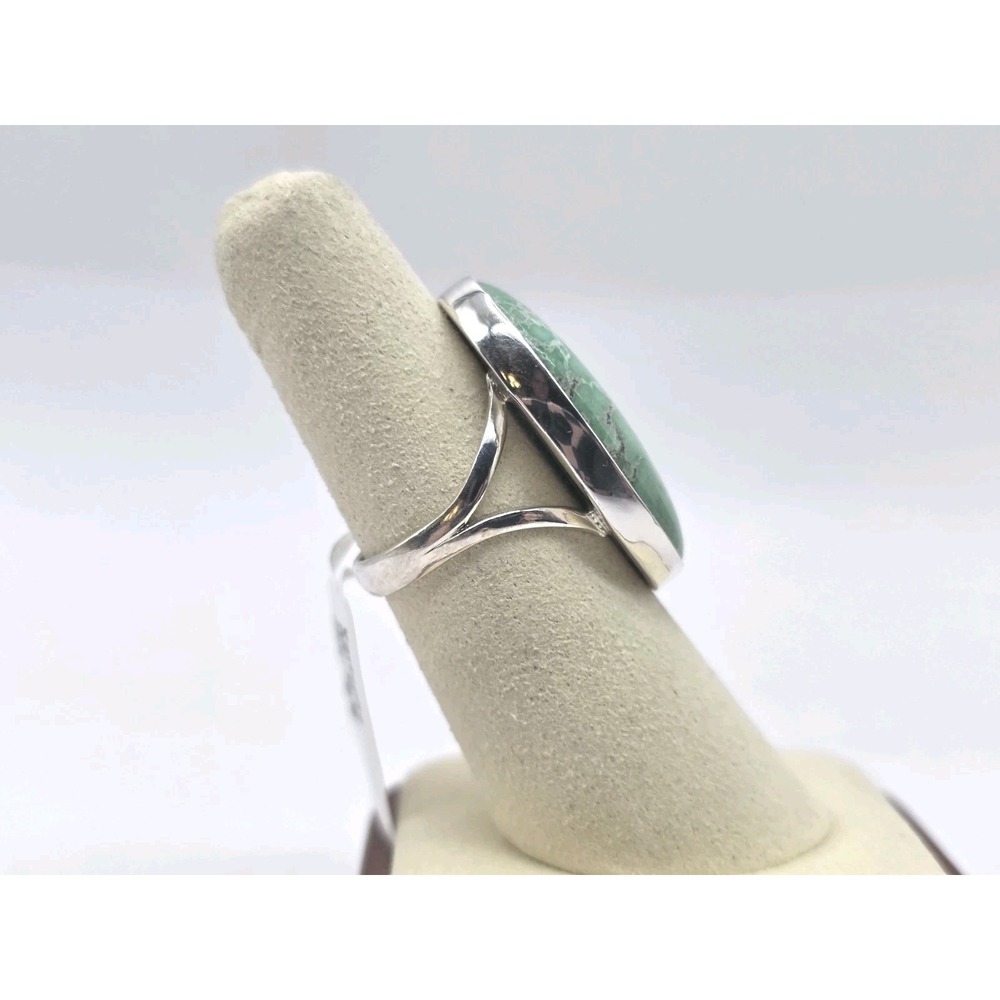 Genuine Green Variscite Oval Ring Size 6.5 Sterling Silver Bezel Set NWT - Picture 5 of 10